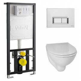 Комплект VitrA Arkitekt с крышкой-сиденьем, инсталляцией и кнопкой смыва